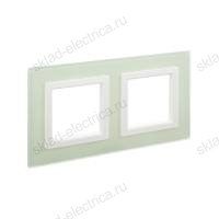 Рамка из натурального стекла, Avanti DKC светло-зеленая, 4 модуля