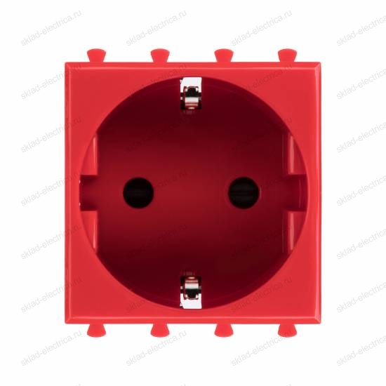 Розетка модульная, 2P+E, с з/ш, Avanti DKC "Красный квадрат", 2 модуля