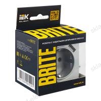 BRITE Розетка 1-местная с заземлением с защитными шторками 16А с USB A+A 5В 3,1А РЮш10-2-БрА алюминий IEK