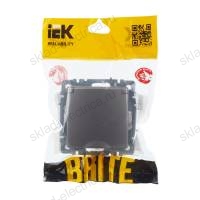 BRITE Розетка 1-местная с заземлением с защитными шторками и крышкой 16А IP44 РСбш10-3-44-БрС сталь IEK