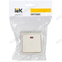OKTAVA Выключатель 1-клавишный с индикацией для открытой установки 10А ВС20-1-1-ОКм кремовый IEK