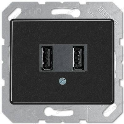 USB розетка для зарядки мобильных устройств Jung SL 500, цвет Черный