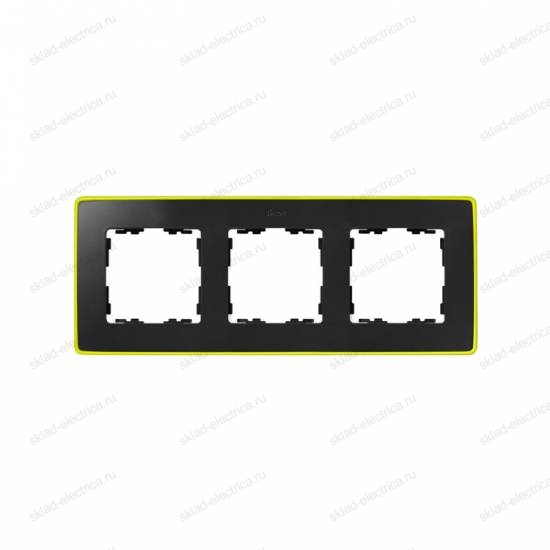 Рамка 3 поста Select Neon Simon 82 Detail, графит-жёлтый