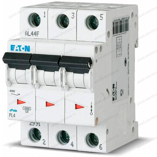 Выключатель автоматический модульный 3п C 40А 4.5кА PL4-C40/3 EATON 293164