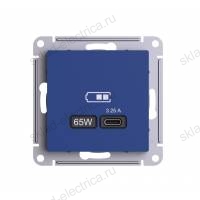 ATLASDESIGN USB розетка тип-C 65Вт высокоскоростная зарядка. QC,PD, механизм, АКВАМАРИН