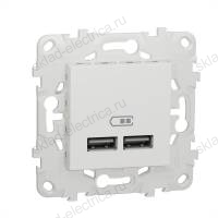 Розетка USB двойная для зарядки 2,1А Schneider Unica New, белый NU541818