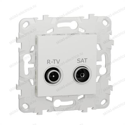 Розетка TV-R/SAT проходная, Schneider Unica New, белый NU545618