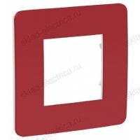 Рамка одинарная Schneider Electric Unica Studio Color, красный-белый NU280213 