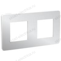 Рамка двойная Schneider Electric Unica Studio Metal, хром-белый NU280455 