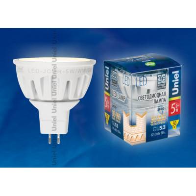 LED-JCDR-5W/WW/GU5.3/FR ALM01WH пластик