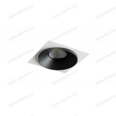 Светильник встраиваемый черный с белой рамкой Quest Light  SINGLE LС black + Frame 01 white