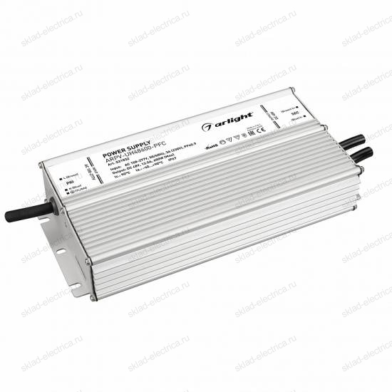 Блок питания ARPV-UH48600-PFC (48V, 12.5A, 600W) (Arlight, IP67 Металл, 7 лет)