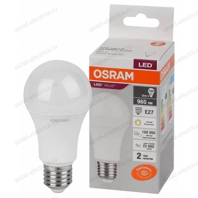 Лампа светодиодная OSRAM LED-Value 12 Вт E27 3000К 960Лм 220 В