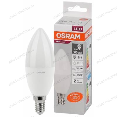 Лампа светодиодная OSRAM LED-Value 10 Вт E14 4000К 800Лм 220 В Свеча