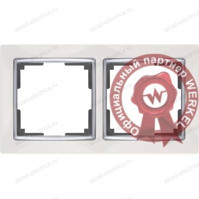 Рамка двойная Werkel Snabb, белый/серебро WL03-Frame-02-white