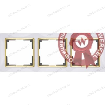 Рамка тройная Werkel Snabb, белый/золото a035254 WL03-Frame-03-white-GD
