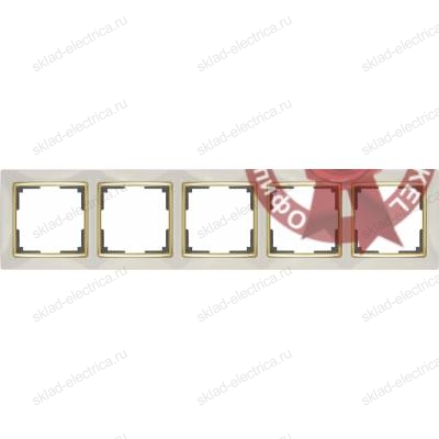 Рамка пятерная Werkel Snabb, слоновая кость/золото a035251 WL03-Frame-05-ivory-GD