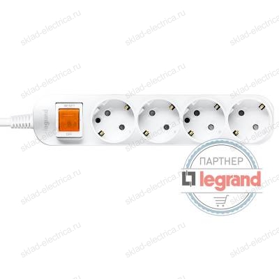 Удлинитель 4 поста Legrand Anam e-Fren с выключателем, 1,5м, 16A L855961C1