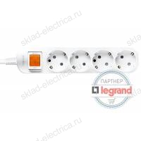 Удлинитель 4 поста Legrand Anam e-Fren с выключателем, 2,5м, 16A L855961C2