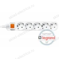 Удлинитель 5 постов Legrand Anam e-Fren с выключателем, 2,5м, 16A L855961D2