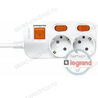 Удлинитель 2 поста Legrand Anam e-Fren с выключателем+ индивидуальным выкл, 1,5м, 16A L855962A1