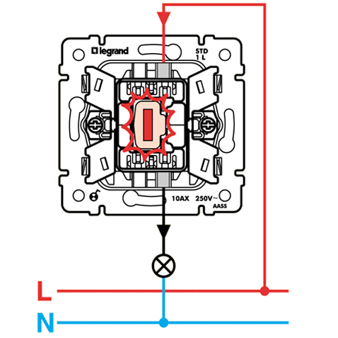 Legrand схема подключения выключателя с подсветкой legrand